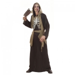 Zombie Costume Hooded robe, holographic bones chest, belt