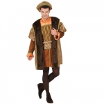 Tudor Man Costume Coat, overcoat, pantyhose, belt, hat
