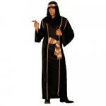 arab Sheik black Robe, over-robe, belt, turban