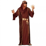 Arab Sheik brown Robe, over-robe, belt, turban