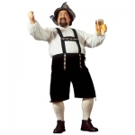 XL Bavarian Man Costume Adult size XL German or Austrian style Bavarian beer hall style fancy dress costume, features shorts with attached braces. One size, will fit up to a medium 46 inch chest.