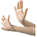 White fingerless fishnet gloves 33cm long