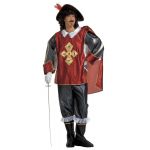 Musketeer Long jacket with cape, pants, boot covers, hat with feather