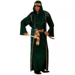 Arab Sheik green Robe, over-robe, belt, turban