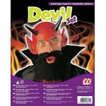 Devil set Hood with horns, moustache and beard
