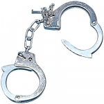 Metal handcuffs with keys Made of steel. Realistic.