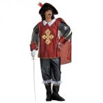 Musketeer XL Long jacket with cape, pants, boot covers, hat with feather
